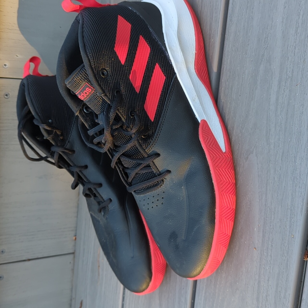 ADIDAS Own The Game Wide Black Red Basketball Athletic Shoes EF0309 Men's Sz 13